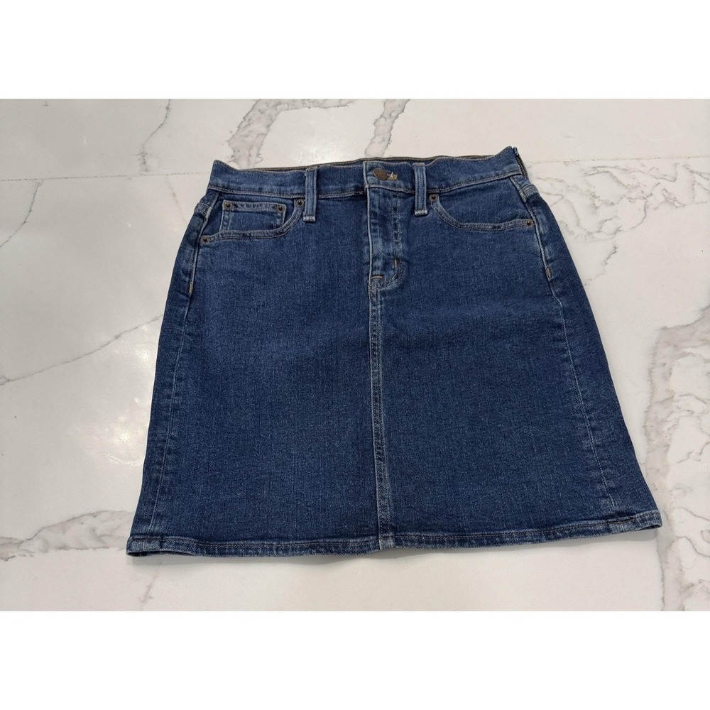 J.Crew Skirt Womens 00 Blue Denim A-Line Mini Pockets Zip Fly High Waist